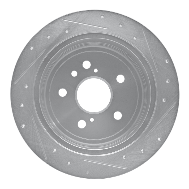 Lexus RX330 Brake Rotor (1) - Rear Left - R1 Concepts - Drilled & Slotted - Silver - `04-`09